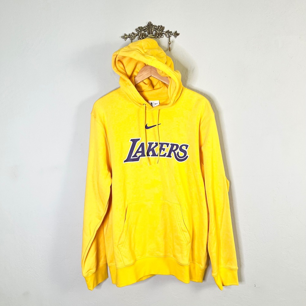 Los Angeles Lakers Nike Hoodie Mens Size Large Yellow New NBA Basketball